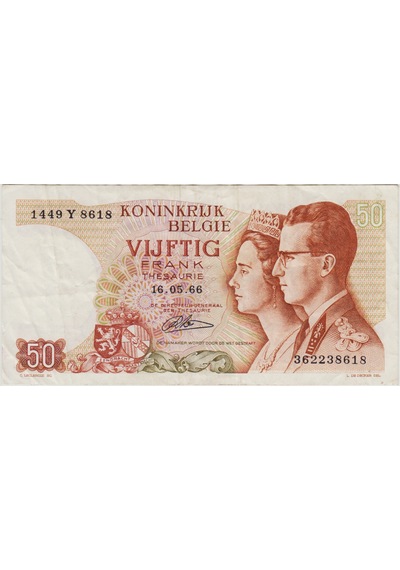 Belçika 50 Frank 1966 Çok Çok Temiz.