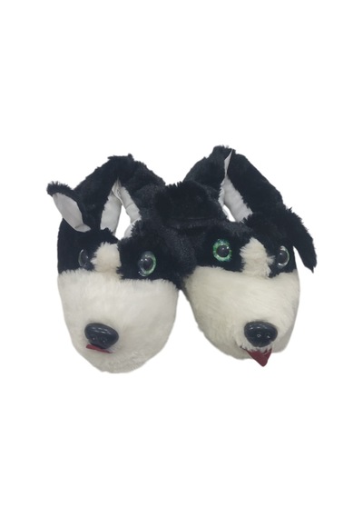 Ateşbags Unisex Hayvan Desenli Ev Ayakkabısı Panduf Siyah