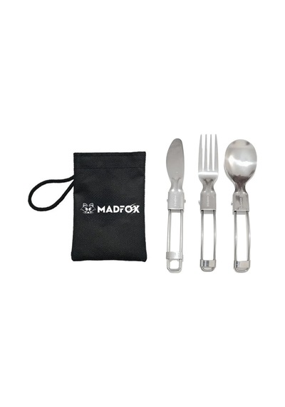 Madfox Heavy Duty 3ın1 Katlanır Çatal Kaşık Bıçak Gümüş