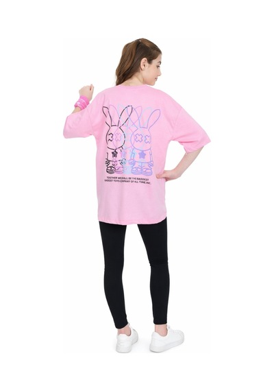 İrem Çocuk Giyim Kız Çocuk Önü Sırtı Together Yazı Tavşan Desenli Oversize Kalıp Pembe Renk Tişört Pembe İrem Çocuk Giyim Kız Çocuk Önü Sırtı Together Yazı Tavşan Desenli Oversize Kalıp Pembe Renk Tişört Pembe