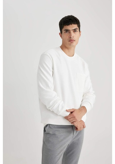 DeFacto Regular Fit Bisiklet Yaka Dokulu Cepli Sweatshirt B6497AX24SPWT32