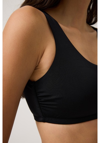 Los Ojos Siyah Kare Yaka Spor Bikini Üstü Sporty Top Siyah