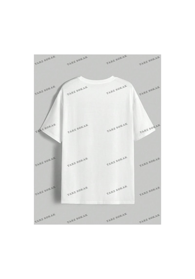 Tarzsokak Unisex Bay Anime Sevimli Anime Kız Baskı Casual Kadın Gevşek Kısa Kollu Tişört Kod-1308 Beyaz