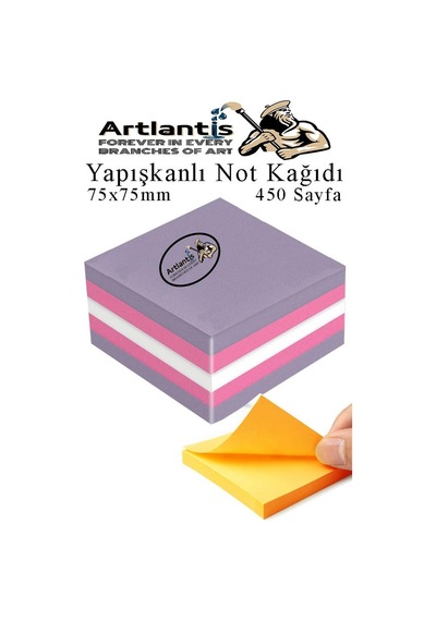 Yapışkanlı Not Kağıdı 3 Renk 450 Sayfa 1 Paket Ebruli Küp Blok Yapışkanlı Postit 75x75 Mm Renkli