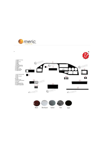 Meriç Volkswagen Volt Crafter Ön Torpido Kaplama 17 Parça 95-00 (530158095)