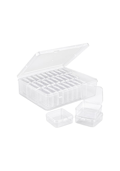 Compaxe P-serisi 24'lü Plastik Şeffaf Saklama Kutusu 24 Küçük + 1 Büyük Kutulu Set Diğer