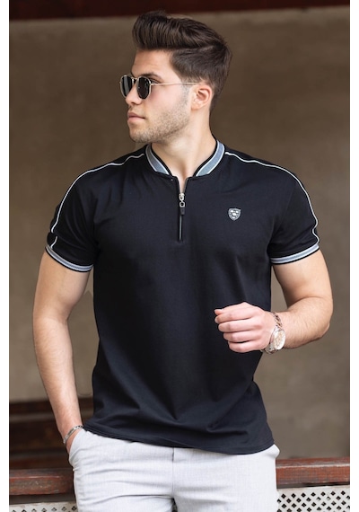 Madmext Madmext Siyah Polo Yaka Erkek Tişört 9281-siyah Siyah