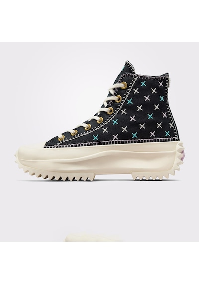 Converse Run Star Hike Unisex Siyah Platform Sneaker Düz A08733c Siyah