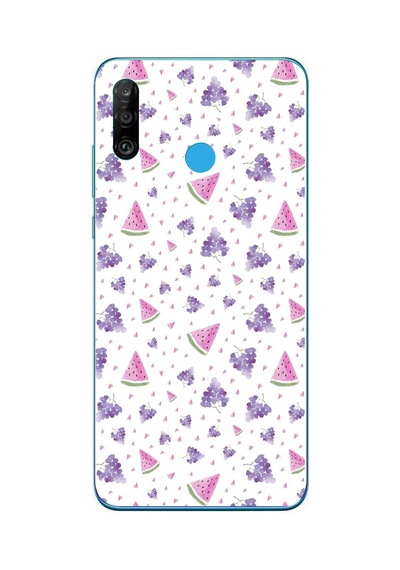 Huawei P30 Lite Uyumlu Karpuz Ve Üzümler Baskılı Silikon Kılıf Renkli