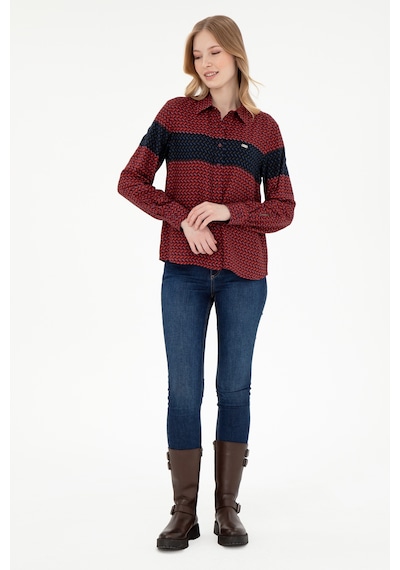 U.s. Polo Assn. Kadın Bordo Gömlek Desenli 50291099-vr014 Bordo