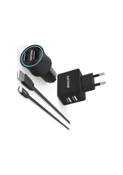 Philips Uyumlu Dlp2553Ec Seyahat Ve Araç Şarj Kablo Combo -Usb C