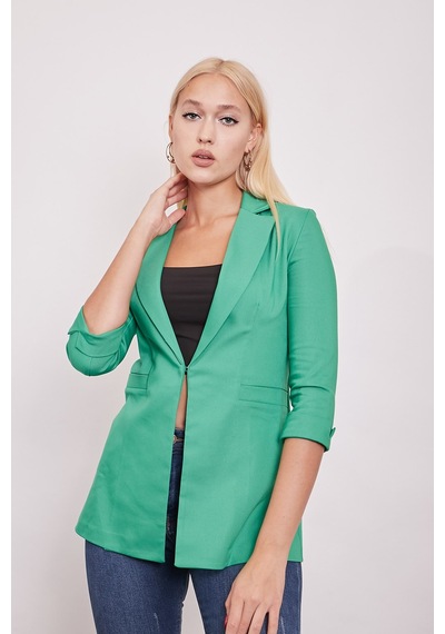 Kapri Truvakar Kol Süs Cepli Kopçalı Ofis Blazer Kumaş Ceket-benetton Yeşil B.yeşili