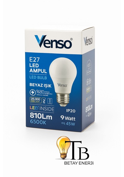 Venso E27 Led Ampul 9w 810 Lümen 6500k Beyaz Işık 1