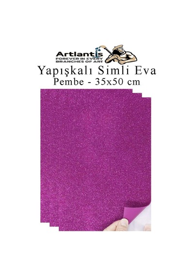 Artlantis Pembe Yapışkanlı Simli Eva 35x50 Cm 3 Adet