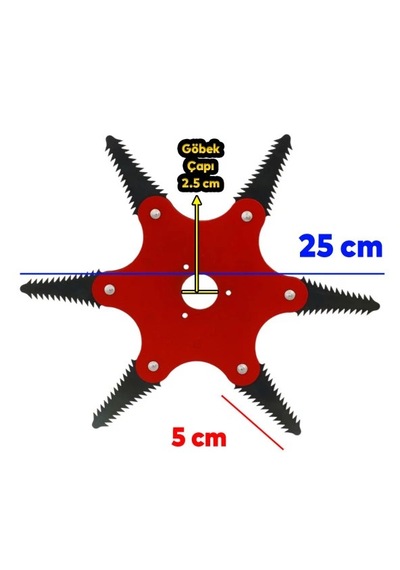 One Tools Benzinli Tırpann Metal Çim Çayır Biçme Kesme Aparatı 6 Kollu Testere Dişli Bıçkı Ahtapot