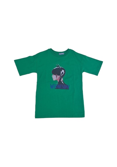 Mon Cherry Kız Çocuk Wednesday Baskılı Yeşil Tshirt-12875 Yeşil
