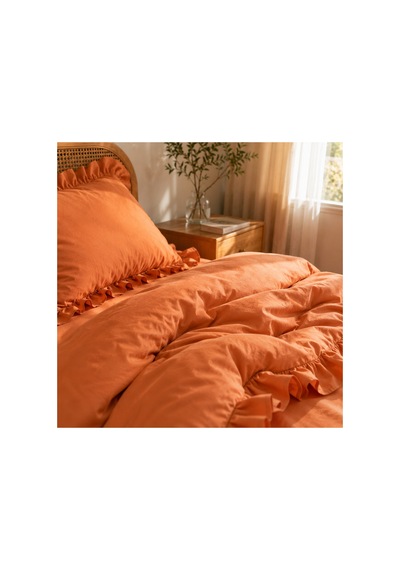 Fırfırlı Nevresim Takımı Light Cinnamon Tek Kişilik 2 Parça 160 X 220 Cm Açık Tarçın