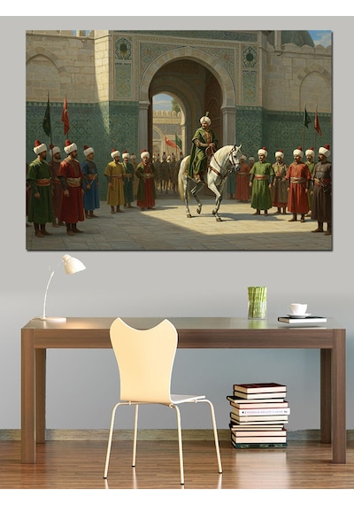 Osmanlı Saray Kapısında Bekleyiş Dekoratif Kanvas - Mdf Ahşap Tablo