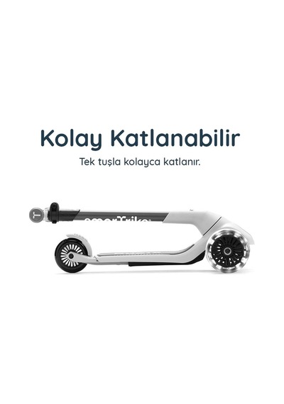 Smartrike Xtend Mini-ride 4 Aşamalı Büyüyen Oturaklı Scooter 1-9 Yaş Katlanabilir Led Tekerlekli Pearl Grey