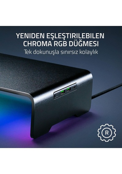 Monitör Standı Chroma - Chroma Rgb Özellikli 4 Yönlü Usb-c Hub'lı Alüminyum Monitör Standı 50cm X 21cm X 7.85c
