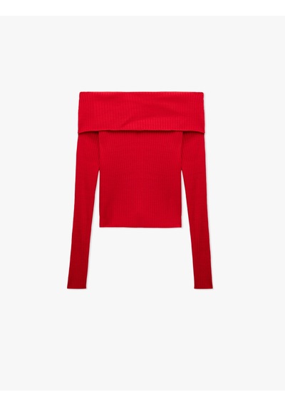Koton Madonna Yaka Uzun Kollu Slim Fit Triko Kazak Kırmızı 6wal90019ht Kırmızı