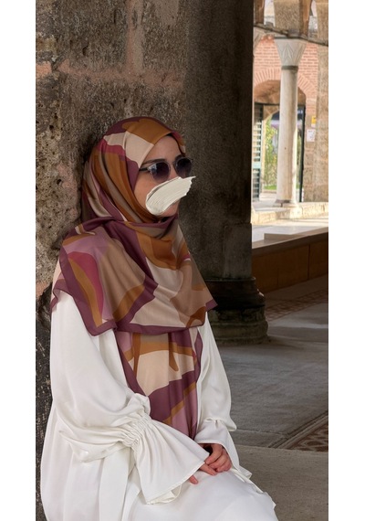 Qalortex Scarf Pamuklu Soft Rânâ Desen Eşarp-gül Kurusu