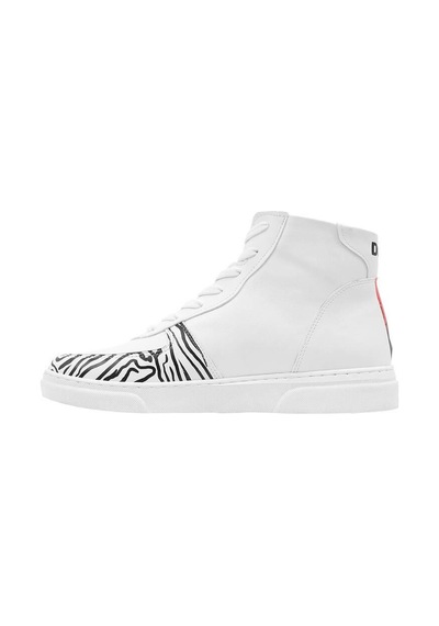 Kadın Vegan Deri Beyaz High Sneakers - Edvard Munch The Scream Muse Tasarım Çok Renkli