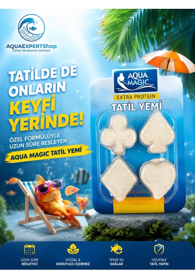 Akvaryum Balık Tatil Yemi - Dörtlü Yem - Yavaş Salınım - Ekstra Protein - Balıklarınız Güvende Kalsın