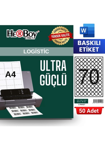 Herboy Hb-1125 25 X 25 Mm A4 Baskılı Laser Etiket 50 Adet