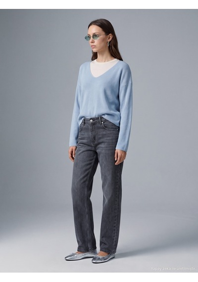 Dilvin 72356 Tencel Wideleg Denim-siyah