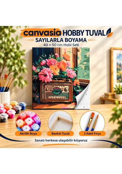 Sayılarla Boyama Numaralı Tuval Seti Boya Fırça Dahil 40x50 Cm Nostaljik Melodi