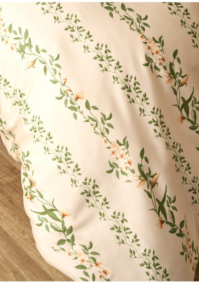 Bella Maison %100 Pamuk Saten Flora Çift Kişilik Nevresim Takımı Bej 200x220 Cm Bej