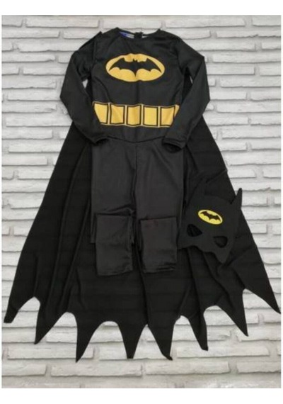 Tek Favorim Unisex Çocuk Siyah Kara Şövalye Kostüm Pelerinli Batman Kostümü Siyah