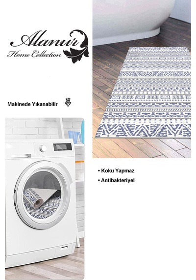 Dekoreko Kaymaz Taban Djt Banyo Halısı Trend Iskandinav F5082 Mavi