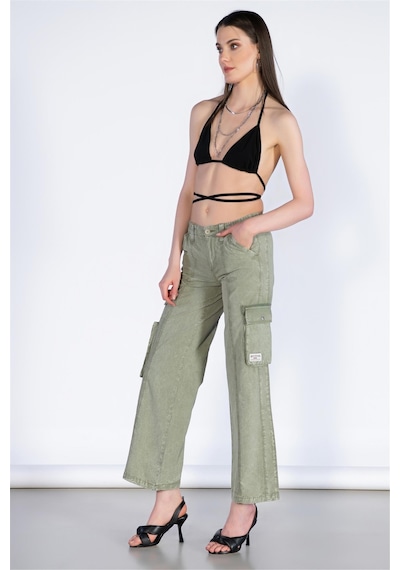 Bpf Normal Bel Wide Leg Kargo Pantolon-haki Haki