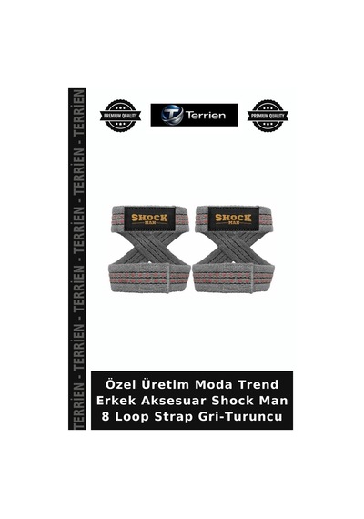 Özel Üretim Moda Trend Erkek Aksesuar Shock Man 8 Loop Strap Gri-turuncu