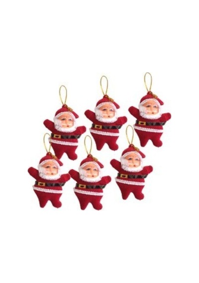 Kırmızı Yılbaşı Noel Baba Ağaç Süsü 6lı