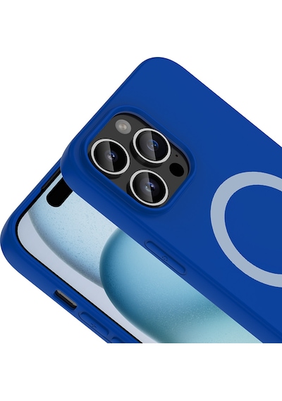 Apple iPhone Uyumlu 14 Pro Max Kılıf M-safe Şarj Özellikli Zore Aris Silikon Kapak - Saks Mavi