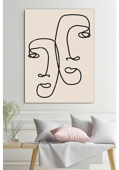 Yüzler ve Suretler Minimalist Modern Sanatsal Kanvas Tablo 50 x 70