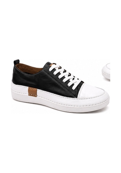 N Napa Shoe Np.8260.siyah Deri Sneaker Napa Shoe Kadın Hakiki Deri Comfort Sneaker Siyah/beyaz
