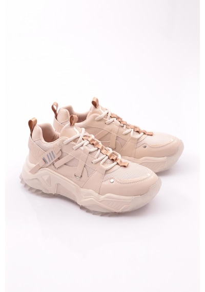 Dgn 65160 Kadin Bağcikli Sneaker Ayakkabi 65160-2027-R12615 Bej - Pudra