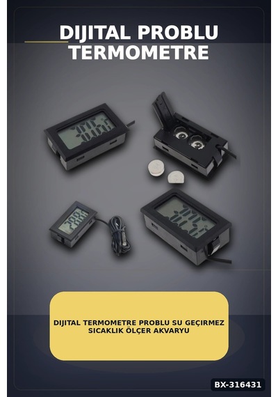 Dijital Termometre Problu Su Geçirmez Sıcaklık Ölçer Akvaryum Ve Gıda Derecesi Bx-316431
