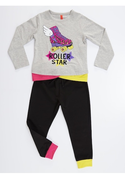 Denokids Mushi Roller Star Kız Pantolon Takım Çok Renkli