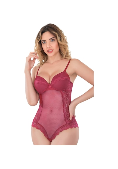 Bordo Mı Emay 176 Dantelli Body Beyaz