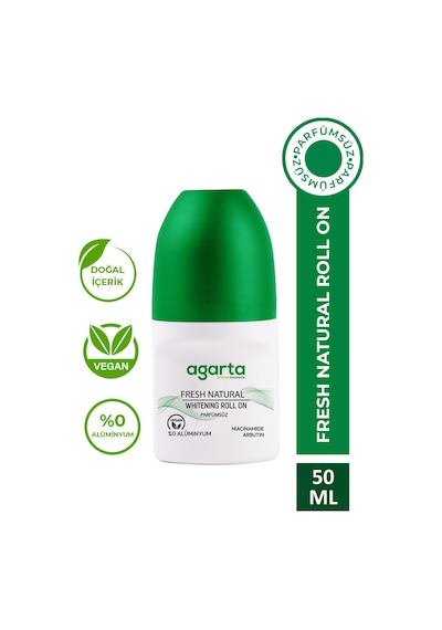 Agarta Parfümsüz Ter Kokusu Önleyici 24 Saat Etkili Beyazlatıcı Unisex Natural Roll-on 50 ML