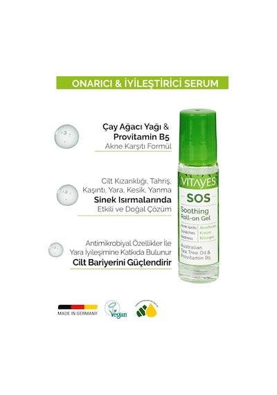 Vitayes Akne Sivilce ve Siyah Nokta Sinek Isırması Sos Doğal Çay Ağacı Serumu 3 x 10 ML