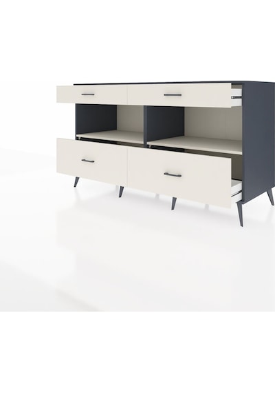Kronos Konsol 2 Raflı 4 Çekmeceli 176x59x99 Antrasit-aytaşı Antrasit-aytaşı