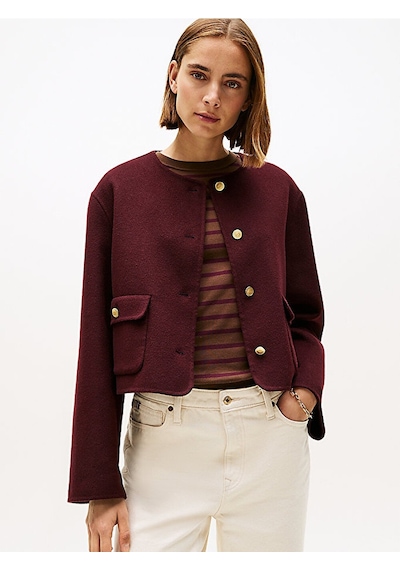 Tommy Hilfiger Df Wool Blend Reg Lady Jacket Kadın Kırmızı Mont - Ww0ww47446 Kırmızı