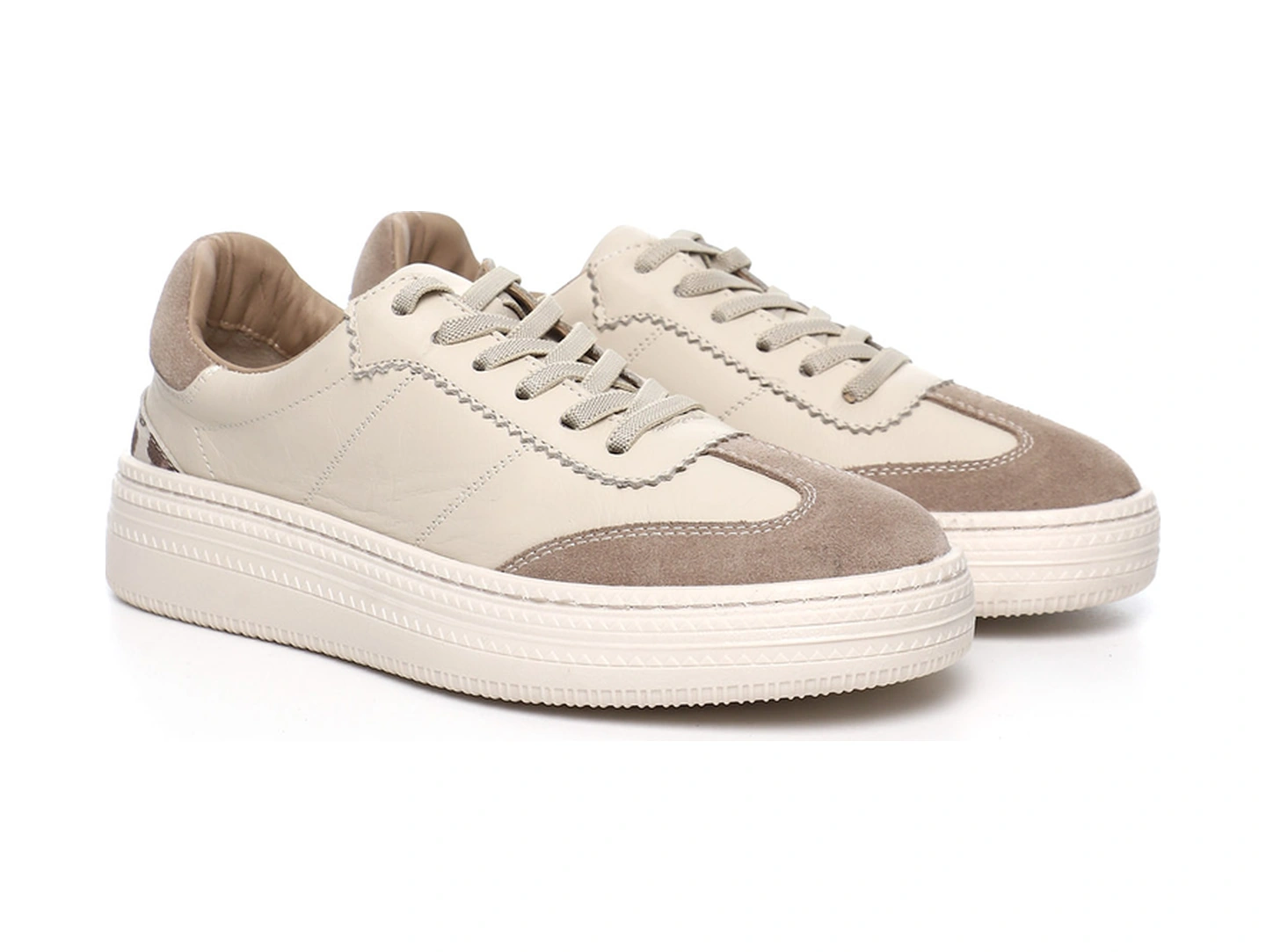 Gönderi(R) Gönderi R Kadın Bej Lastik Bağcıklı Dolgu Taban Hakiki Deri Sneaker Ddza83742855 Bej
