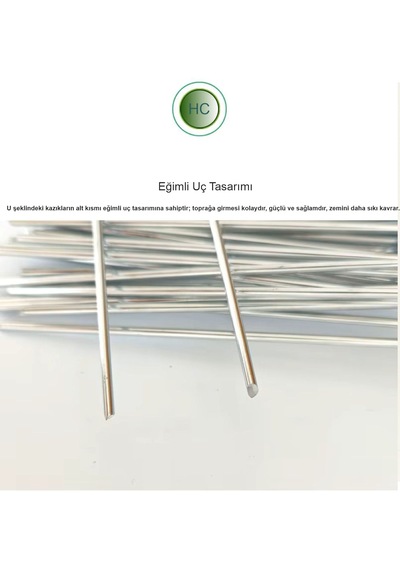 Crea.eco U-tipi Çadır Kazığı , Bahçe Örtüsü Sabitleme Kazığı 15 Cm 20 Ad 4 Mm Kalın Galvanizli Paslanmaz Tel Açık Gri